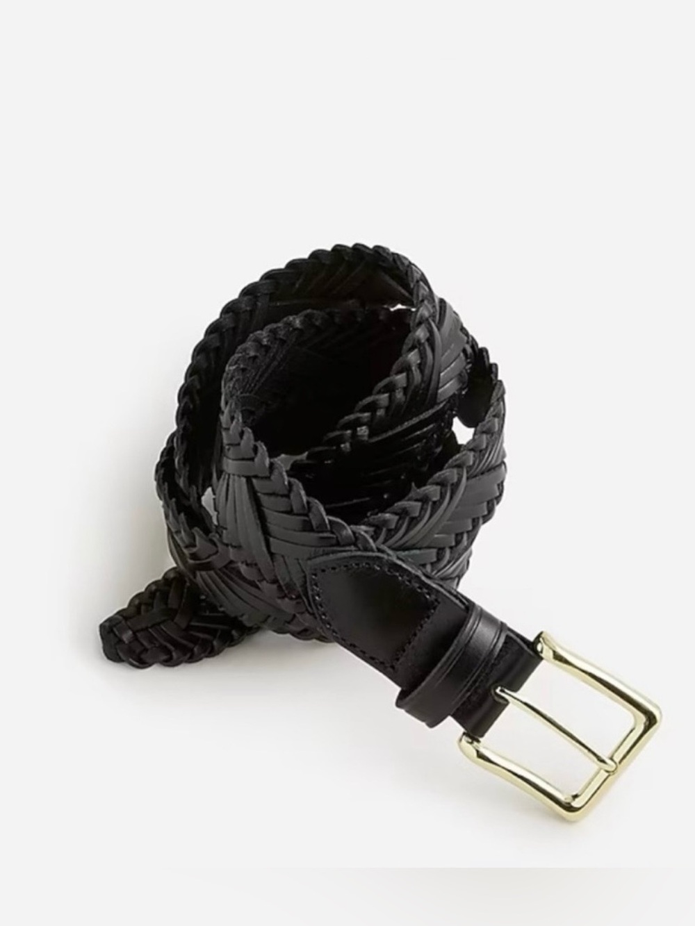 JCrew Plaited Italian Leather Belt in Black